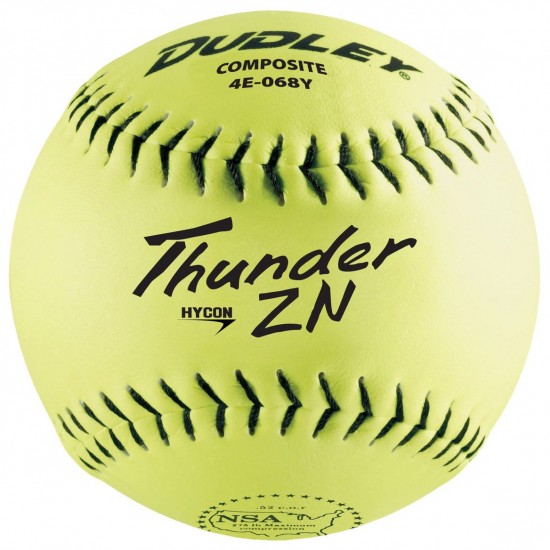 Dudley NSA Thunder ZN Hycon 12" 52/275 Composite Slowpitch Softballs: 4E-068Y - Diamond Sport Gear