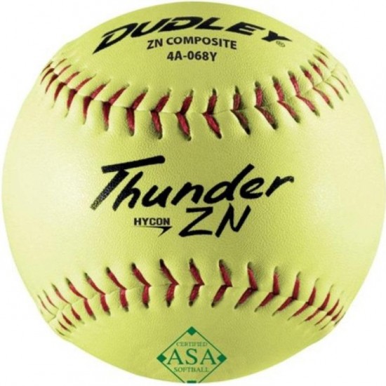 Dudley ASA Thunder ZN Hycon 12" 52/300 Composite Slowpitch Softballs: 4A-068Y - Diamond Sport Gear