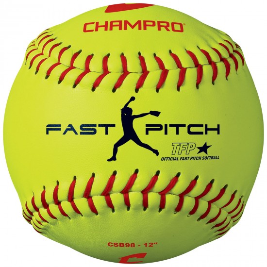 Champro 12" 47/375 Practice Leather Fastpitch Softballs: CSB98 - Diamond Sport Gear